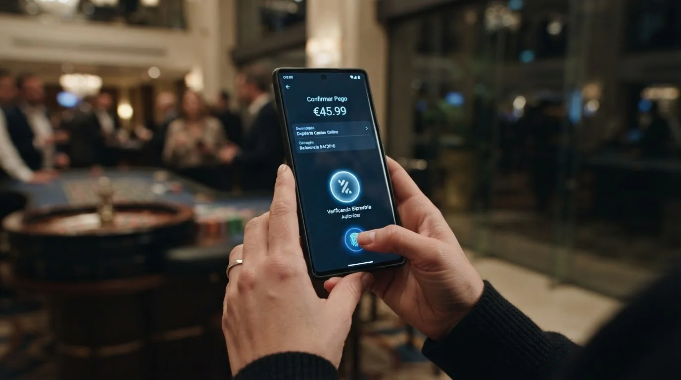 Proceso de pago con Bizum desde smartphone en casino online