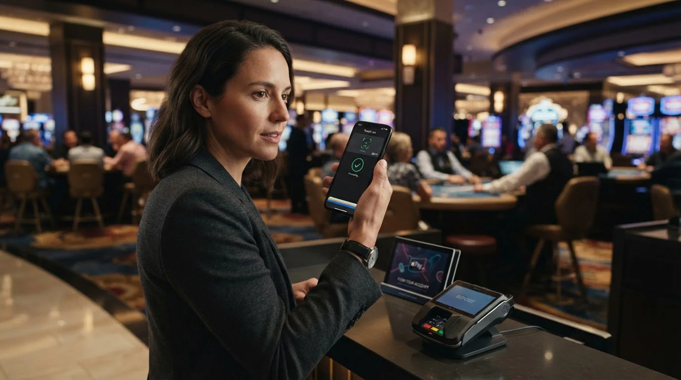 Usuario depositando en casino online con Apple Pay desde iPhone