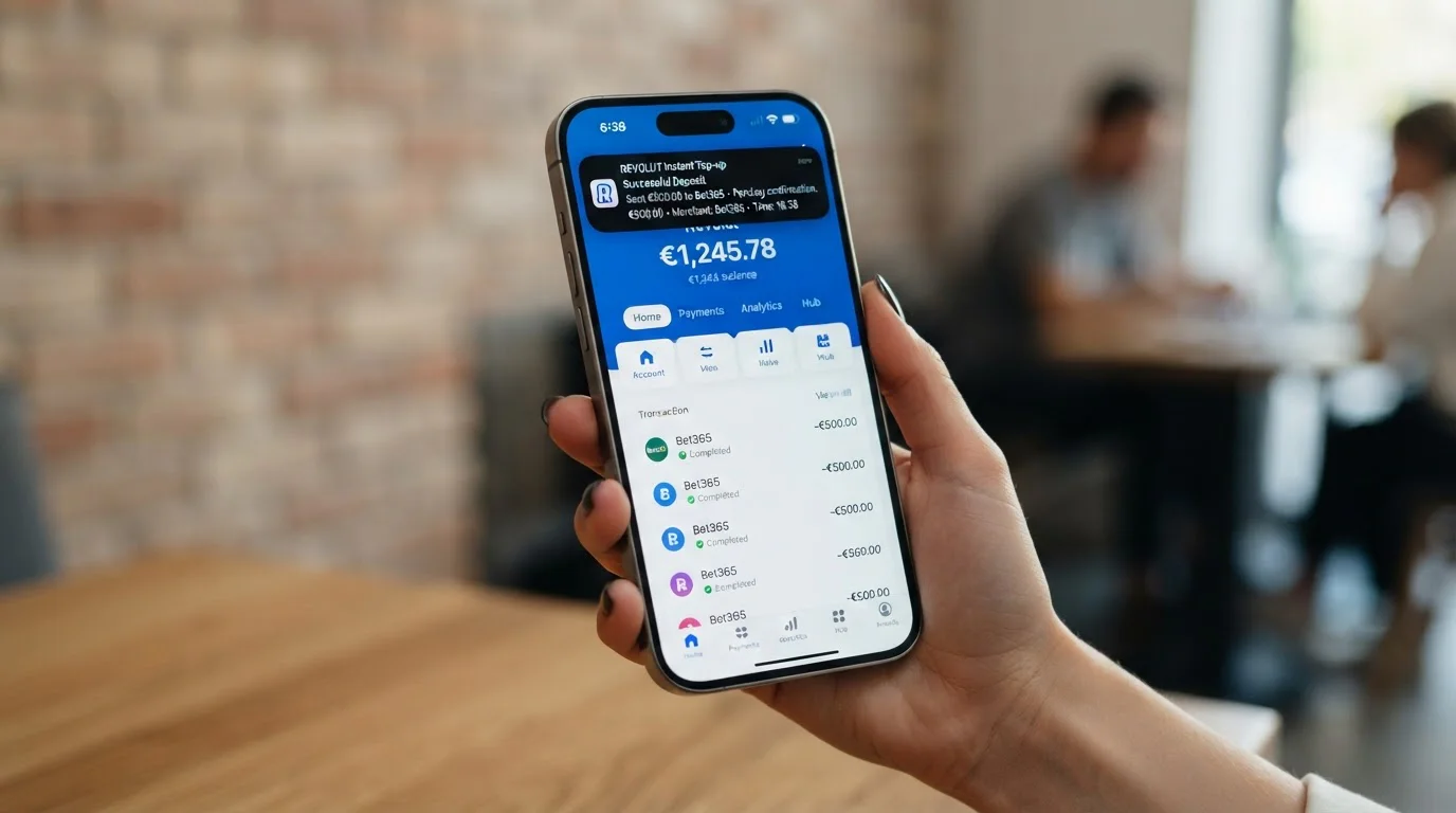 Revolut app showing casino transaction notification