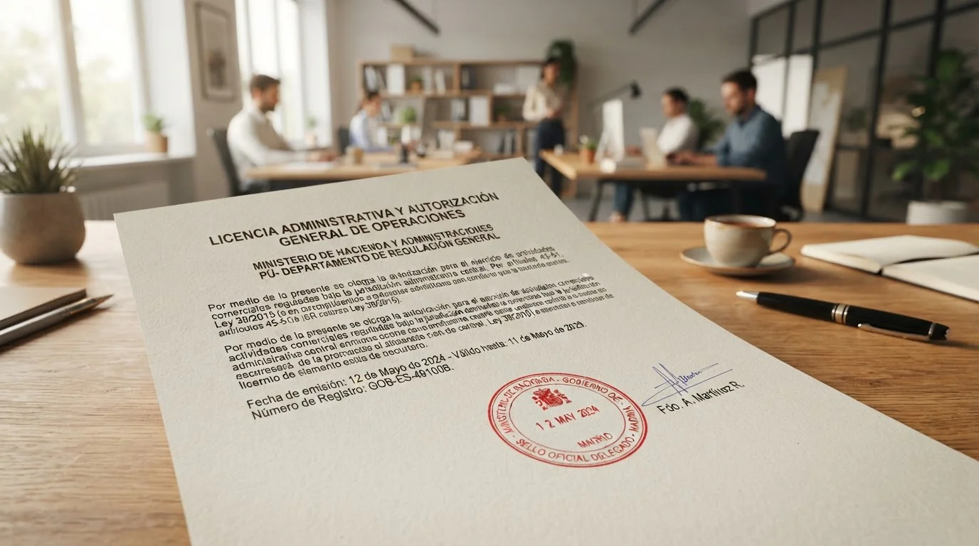 Documento oficial de licencia DGOJ con sello de operador autorizado