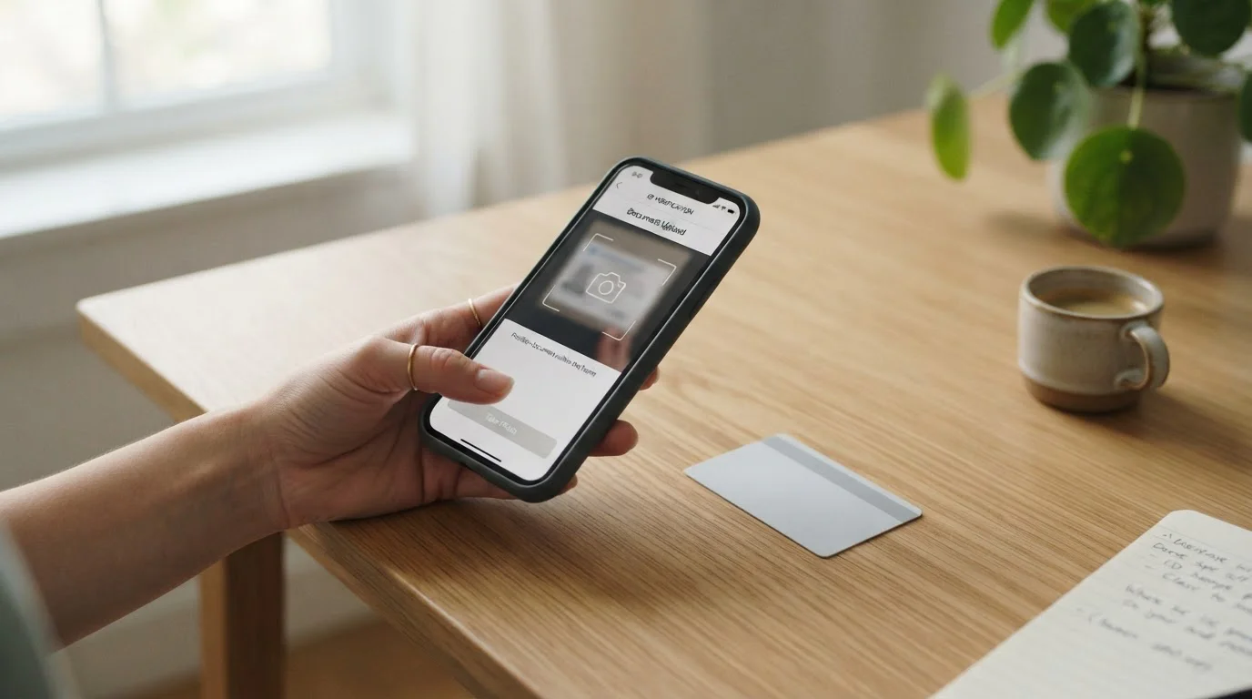 Smartphone con la aplicación MuchBetter abierta mostrando proceso de verificación KYC